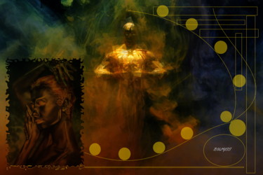 Digital Arts titled "Gold Atmosphère" by Marc Bulyss, Original Artwork, Digital Painting