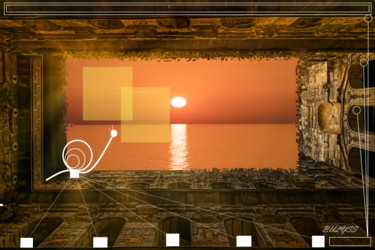 Digitale Kunst mit dem Titel "The Snail at Sunset" von Marc Bulyss, Original-Kunstwerk, Digitale Malerei