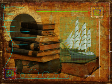 Arte digital titulada "Traveler Writer" por Marc Bulyss, Obra de arte original, Foto-montaje