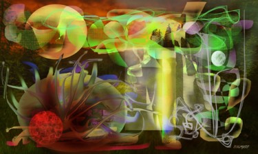 Digital Arts titled "Aurora Borealis" by Marc Bulyss, Original Artwork, Digital Painting