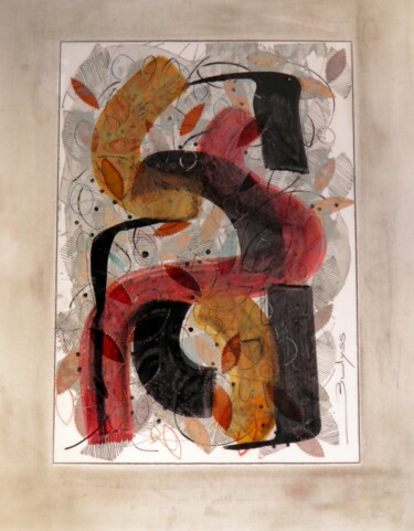 Peinture intitulée "Untitled N°208" par Marc Bulyss, Œuvre d'art originale, Encre Monté sur Panneau de bois