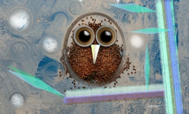 Digital Arts titled "Mocha owl" by Marc Bulyss, Original Artwork, Digital Painting