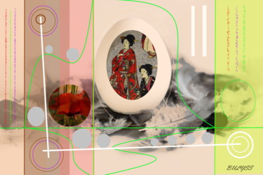 Digitale Kunst mit dem Titel "Japanese Egg" von Marc Bulyss, Original-Kunstwerk, Digitale Malerei