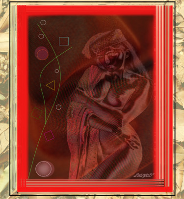 Digitale Kunst mit dem Titel "Red Eroticism" von Marc Bulyss, Original-Kunstwerk, Digitale Malerei