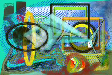 Arts numériques intitulée "Abyss Shark" par Marc Bulyss, Œuvre d'art originale, Peinture numérique