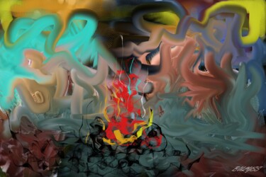 Digitale Kunst getiteld "Age of Fire" door Marc Bulyss, Origineel Kunstwerk, Digitaal Schilderwerk