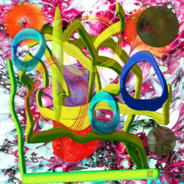Digitale Kunst getiteld "Celestrial Mangrove" door Marc Bulyss, Origineel Kunstwerk, Digitaal Schilderwerk