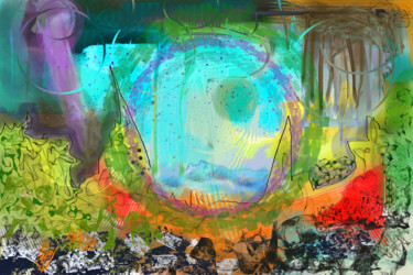 Digitale Kunst mit dem Titel "Fenêtre sur Montagne" von Marc Bulyss, Original-Kunstwerk, Digitale Malerei
