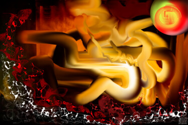 Digital Arts titled "Fireball" by Marc Bulyss, Original Artwork, Digital Painting