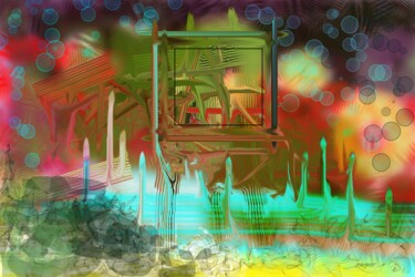 Arts numériques intitulée "Green Rain" par Marc Bulyss, Œuvre d'art originale, Peinture numérique