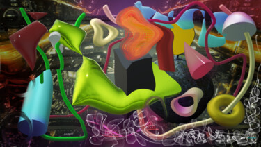 Digital Arts titled "Party Space" by Marc Bulyss, Original Artwork, Digital Painting