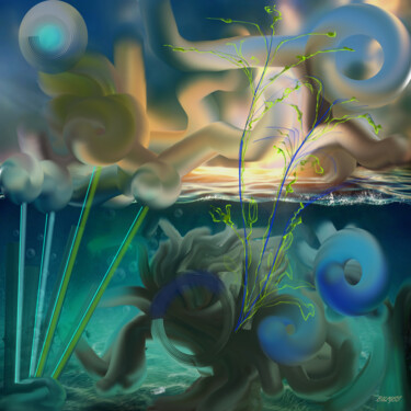Digital Arts titled "The  Seaweed and th…" by Marc Bulyss, Original Artwork, Digital Painting
