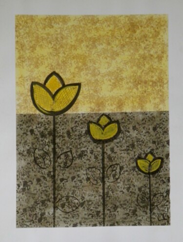 Malerei mit dem Titel "Tulipes de Venus" von Marc Bulyss, Original-Kunstwerk, Tinte