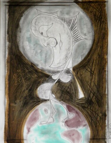Rysunek zatytułowany „Entre terre et lune” autorstwa Marc Bulyss, Oryginalna praca, Pastel