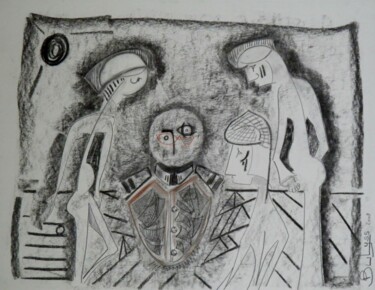 图画 标题为“Le grand conseil” 由Marc Bulyss, 原创艺术品, 木炭