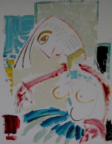 Schilderij getiteld "Nu Blanc" door Marc Bulyss, Origineel Kunstwerk, Olie