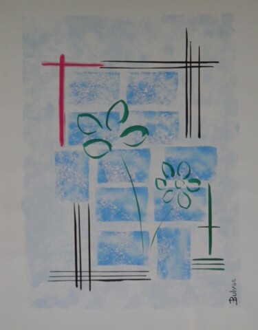 Dibujo titulada "Naissance Florale" por Marc Bulyss, Obra de arte original, Tinta