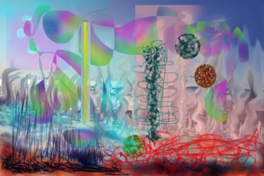 Digitale Kunst mit dem Titel "Warm Cold" von Marc Bulyss, Original-Kunstwerk, Digitale Malerei