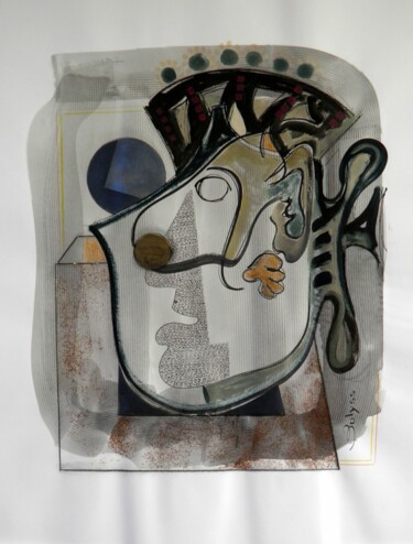 Рисунок под названием "Fish Man" - Marc Bulyss, Подлинное произведение искусства, Масло