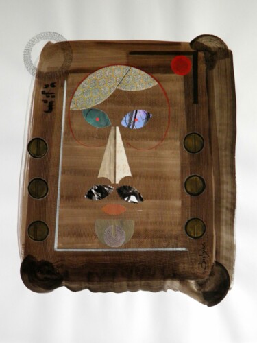 Collages titulada "The Wood Man" por Marc Bulyss, Obra de arte original, Tinta