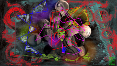 Artes digitais intitulada "Caged Balls" por Marc Bulyss, Obras de arte originais, Pintura digital