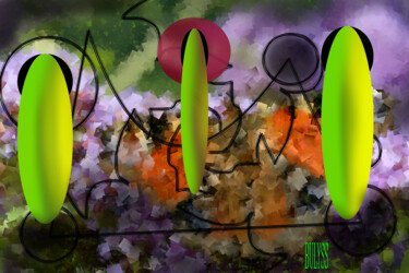 Digitale Kunst mit dem Titel "Evelin Green Diamon…" von Marc Bulyss, Original-Kunstwerk, Digitale Malerei