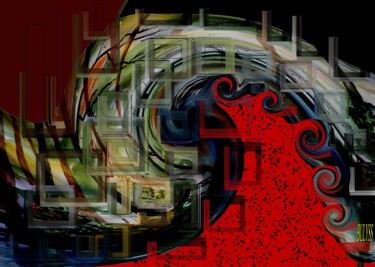 Digital Arts titled "Red Wave" by Marc Bulyss, Original Artwork, Digital Painting
