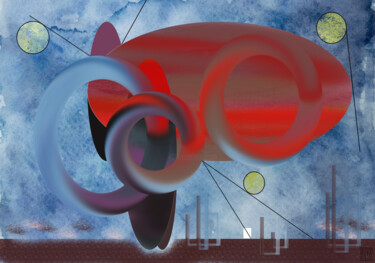 Arts numériques intitulée "Zepplin of Dreams" par Marc Bulyss, Œuvre d'art originale, Peinture numérique