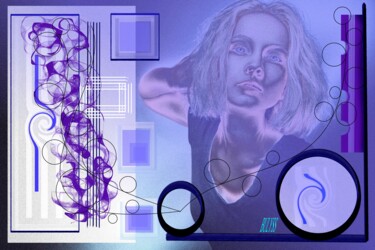 Digital Arts titled "Women Black and Blue" by Marc Bulyss, Original Artwork, Digital Painting