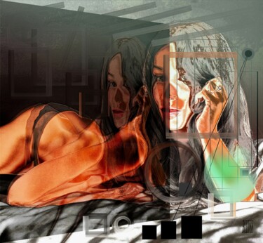 Digitale Kunst mit dem Titel "Women Hot Line N°2" von Marc Bulyss, Original-Kunstwerk, Fotomontage