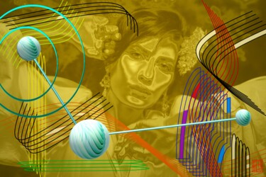 Digitale Kunst mit dem Titel "Women Lady Tambouri…" von Marc Bulyss, Original-Kunstwerk, Digitale Malerei