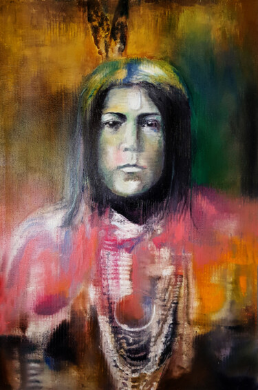 Painting titled "Apache Nalin" by Marc Carniel, Original Artwork, Oil