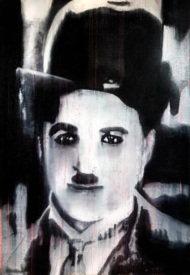 Peinture intitulée "Charly Chaplin" par Marc Carniel, Œuvre d'art originale, Huile