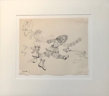 Dibujo titulada "Venir voir a Carnot" por Marc Chagall, Obra de arte original, Tinta