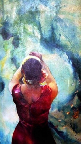 Painting titled "flamenco" by Marc-Charles Le Bars, Original Artwork, Oil