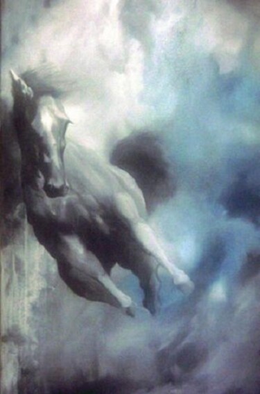 Painting titled "horse" by Marc-Charles Le Bars, Original Artwork, Oil