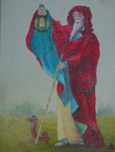 Pintura titulada "l'hermite" por Marc-Charles Le Bars, Obra de arte original, Pigmentos