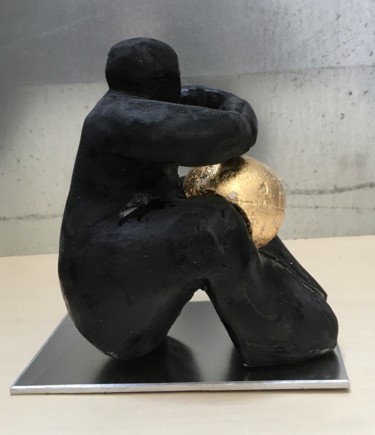 Sculpture intitulée "Sizyphe en grève" par Marc Chauvin, Œuvre d'art originale, Bois