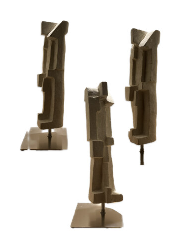 Sculpture titled "Pèlerins" by Marc Chauvin, Original Artwork, Stone