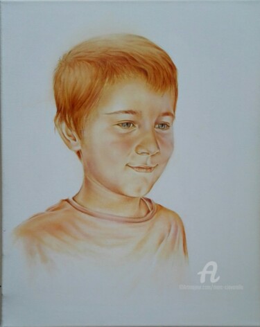 Painting titled "Santino - mon fils" by Marc Ciavarella, Original Artwork, Oil