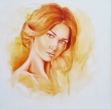 Painting titled "Jeune femme" by Marc Ciavarella, Original Artwork, Oil