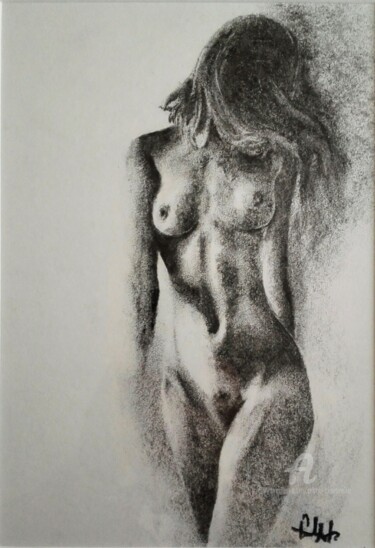 Рисунок под названием "Nu feminin" - Marc Ciavarella, Подлинное произведение искусства, Древесный уголь