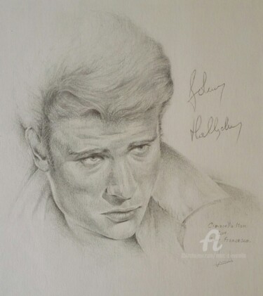 Drawing titled "Johnny Hallyday" by Marc Ciavarella, Original Artwork, Charcoal