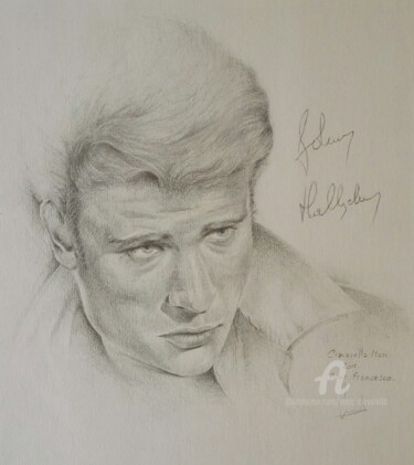 Dessin intitulée "Johnny Hallyday" par Marc Ciavarella, Œuvre d'art originale, Fusain