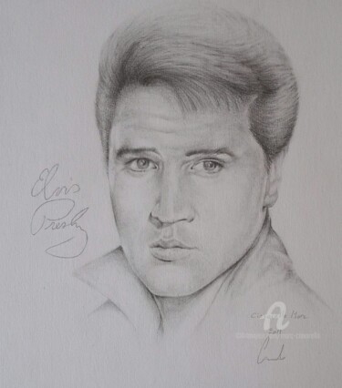 Disegno intitolato "Elvis Presley" da Marc Ciavarella, Opera d'arte originale, Matita