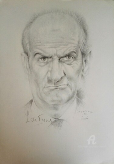 Drawing titled "Louis De Funes" by Marc Ciavarella, Original Artwork, Pencil