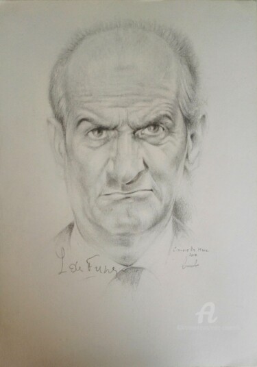 Disegno intitolato "Louis De Funes" da Marc Ciavarella, Opera d'arte originale, Matita