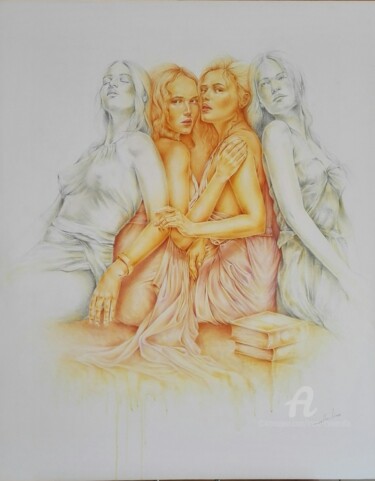 Painting titled "NU - " Les Muses"" by Marc Ciavarella, Original Artwork, Oil