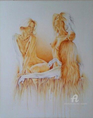 Painting titled "Nu - "Les filles au…" by Marc Ciavarella, Original Artwork, Oil