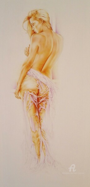 Peinture intitulée "Nudité dévoilée - nu" par Marc Ciavarella, Œuvre d'art originale, Huile
